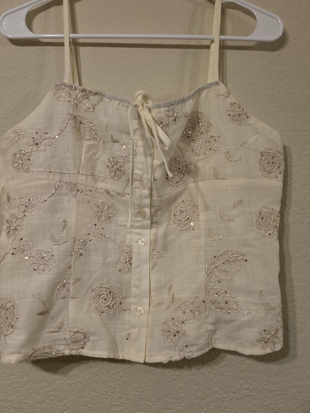 Ivory Embroidered Button-Up Top - Picture 7 of 7